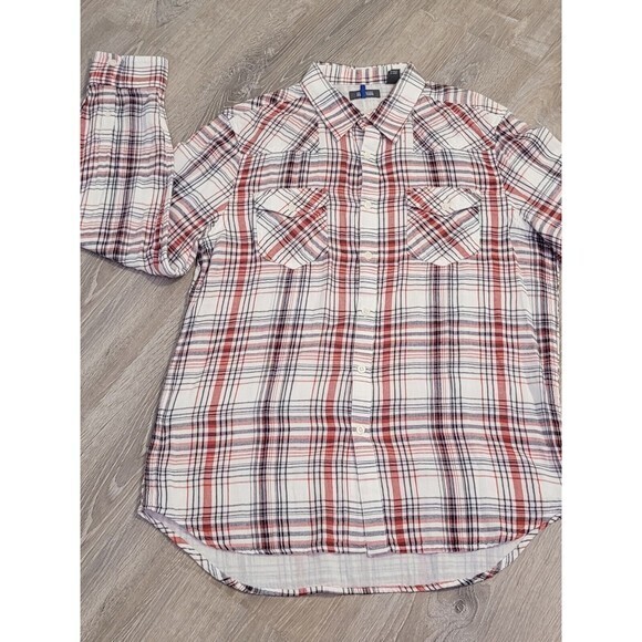 Kenneth Cole Reaction Men's Red Striped Long Sleeve‎ Button Down Shirt Size XL - Picture 3 of 16